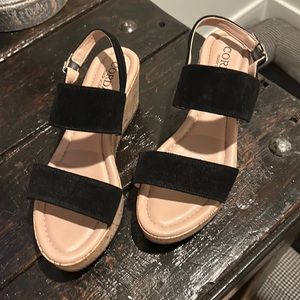 Cordani Black Suede Sandals with Cork Bottom